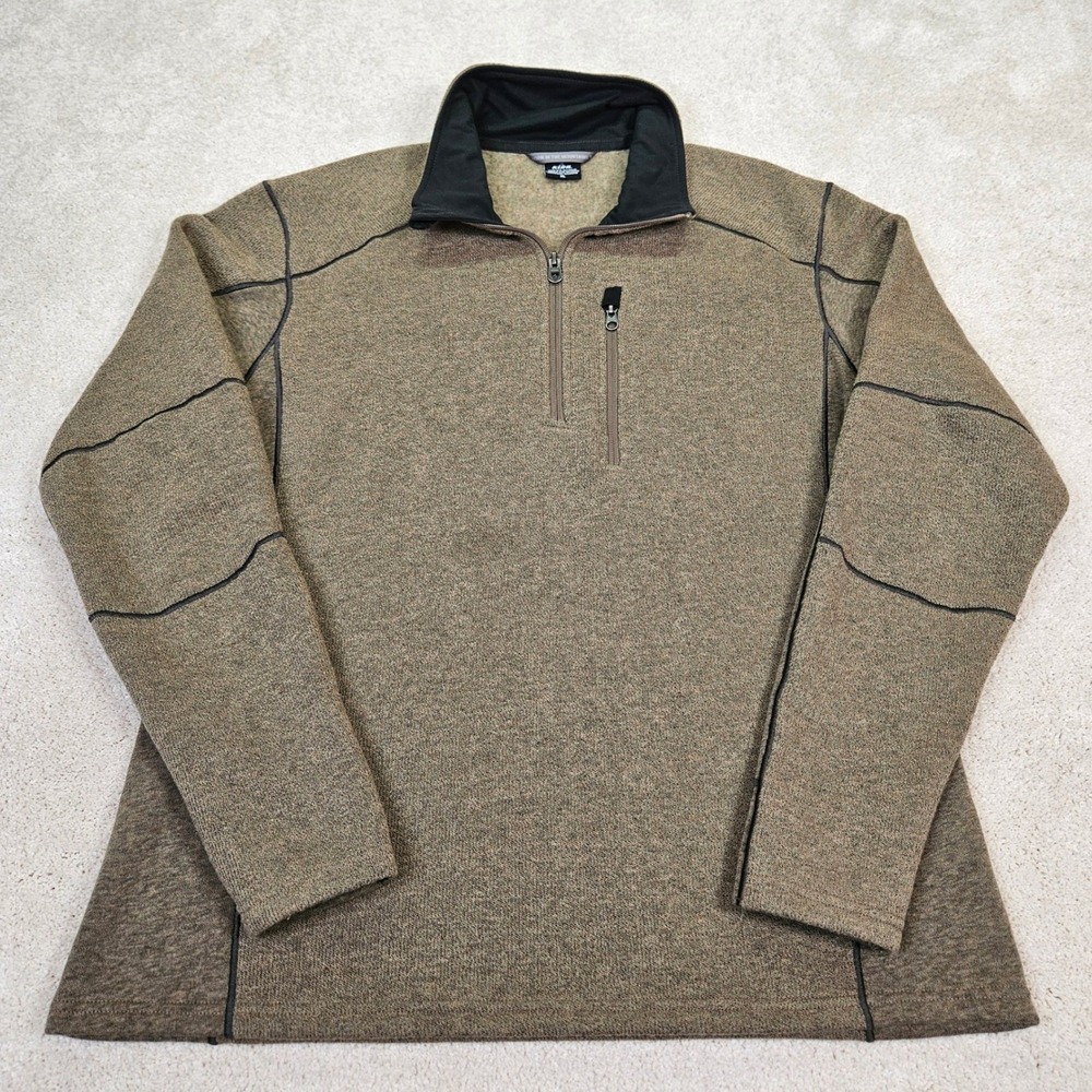 KÜHL Men's Technical‎ Knit Quarter-Zip Pullover Brown Outdoor Hiking Size Medium